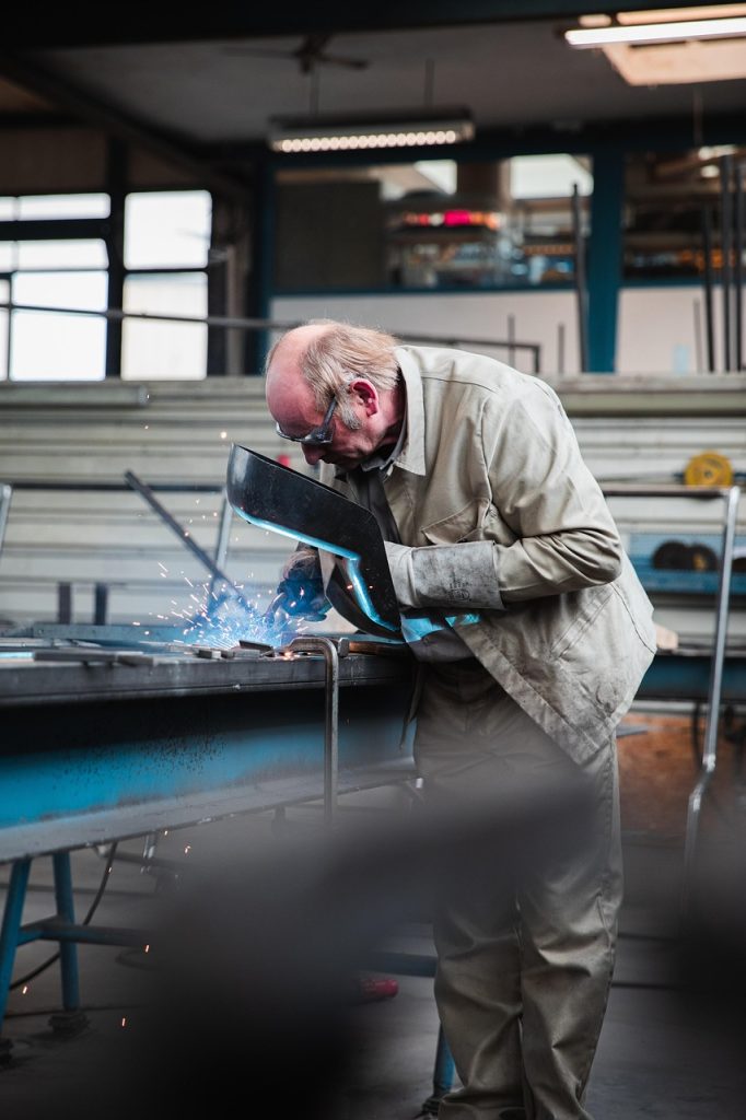 man, worker, welder, welding, steel worker, workplace, metal work, industry, fabricate, workshop, weld, profession, occupation, steel, metal, manufacturing, work, welding mask